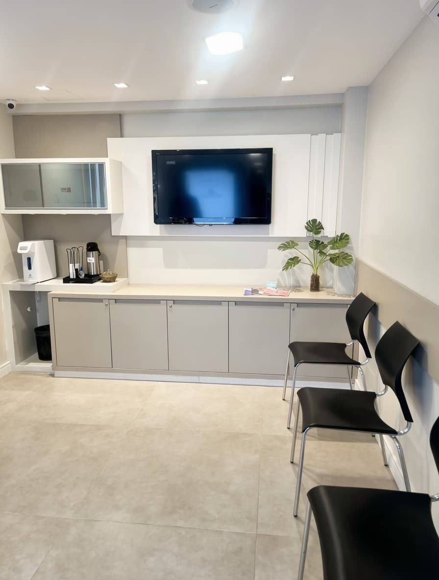 Espaço de recepção acolhedor e discreto